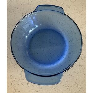 Vtg Anchor Hocking Cobalt Blue 2-Quart 9-inch Round Casserole Bake Pan, Handles